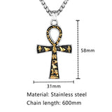 Ancient Egyptian Ankh Cross Necklace Stainless Steel Pendant Unisex Jewelry