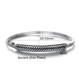 Vintage Buddha Bracelet Women Feather Twisted Cuff Bangle Pulseras Logo