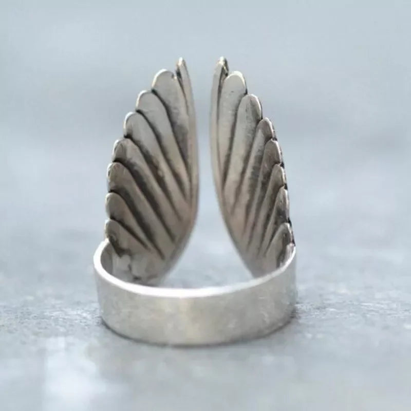 Vintage Angel Wings Ring Women Men Opening Finger Ring Wedding Band