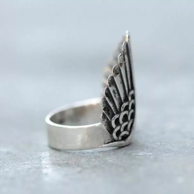 Vintage Angel Wings Ring Women Men Opening Finger Ring Wedding Band