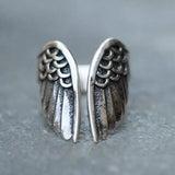 Vintage Angel Wings Ring Women Men Opening Finger Ring Wedding Band
