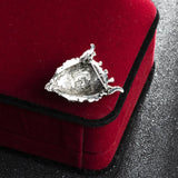 Vintage Lion Head Brooch Crystal Crown Lapel Pin Men Women Jewelry