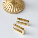 Vintage Stainless Steel 18k Plated Geometric Hoop Earrings