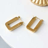 Vintage Stainless Steel 18k Plated Geometric Hoop Earrings