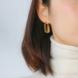 Vintage Stainless Steel 18k Plated Geometric Hoop Earrings