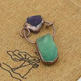 Antique Brass Double Layer Raw Gemstone Druzy Pendant
