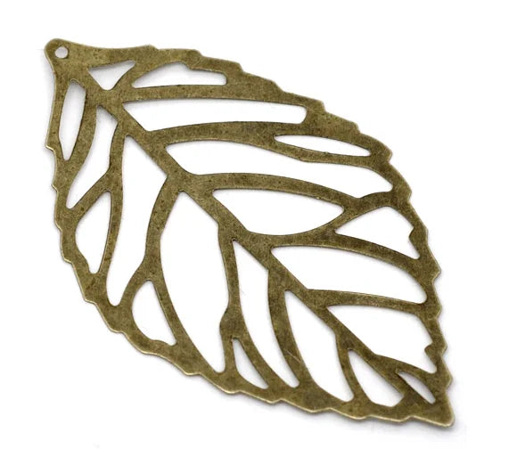 Antique Bronze Leaf Charm Pendants for DIY Necklace Jewelry, 100PCs