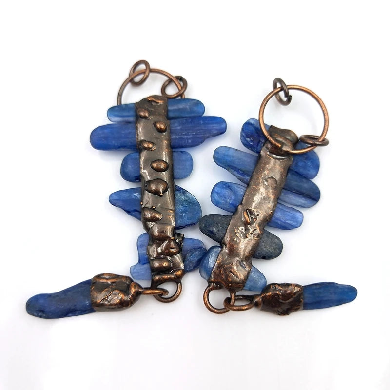 Antique Copper Natural Kyanite Stone Pendant Charms for DIY Jewelry