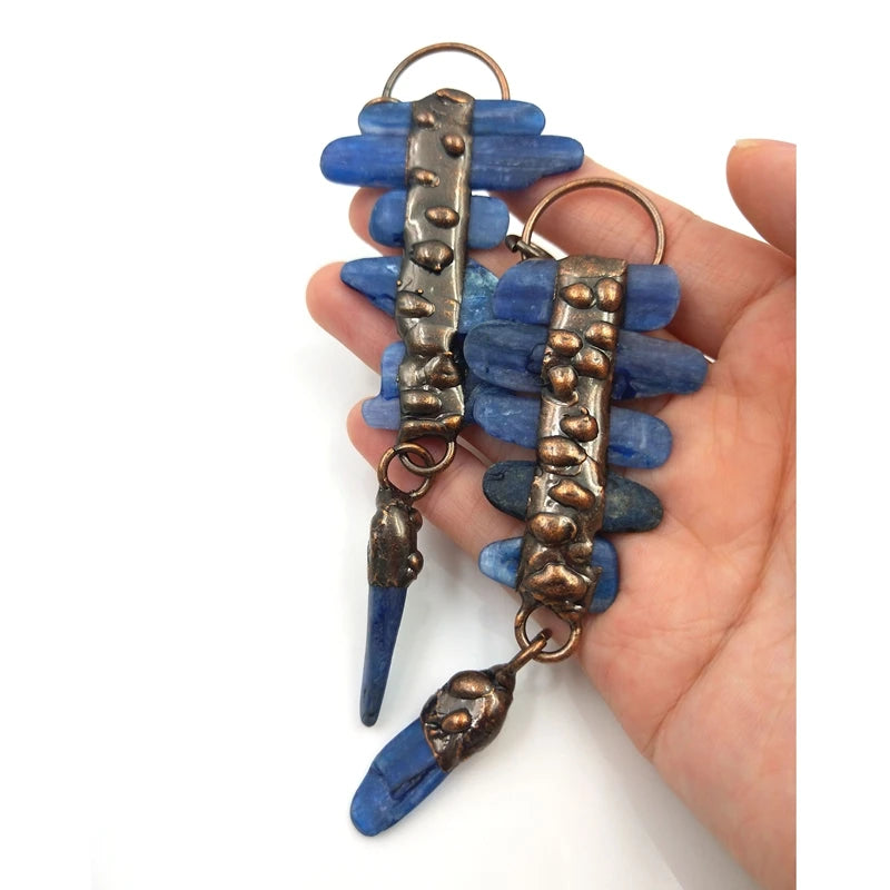 Antique Copper Natural Kyanite Stone Pendant Charms for DIY Jewelry