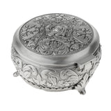 Vintage Flower Engraved Metal Jewelry Box Trinket Storage Case
