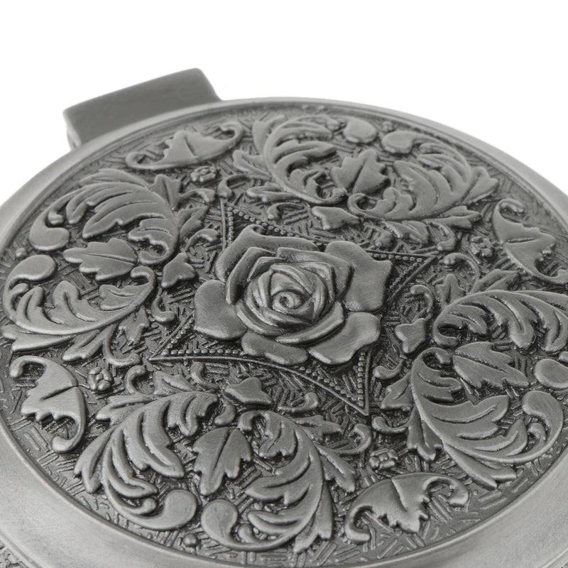 Vintage Flower Engraved Metal Jewelry Box Trinket Storage Case