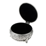 Vintage Flower Engraved Metal Jewelry Box Trinket Storage Case