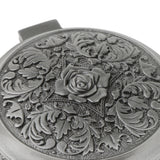 Vintage Flower Engraved Metal Jewelry Box Trinket Storage Case