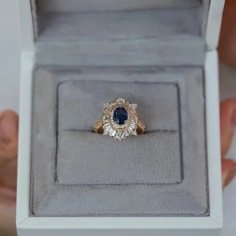 Vintage Antique Yellow Sapphire Cocktail Ring for Women