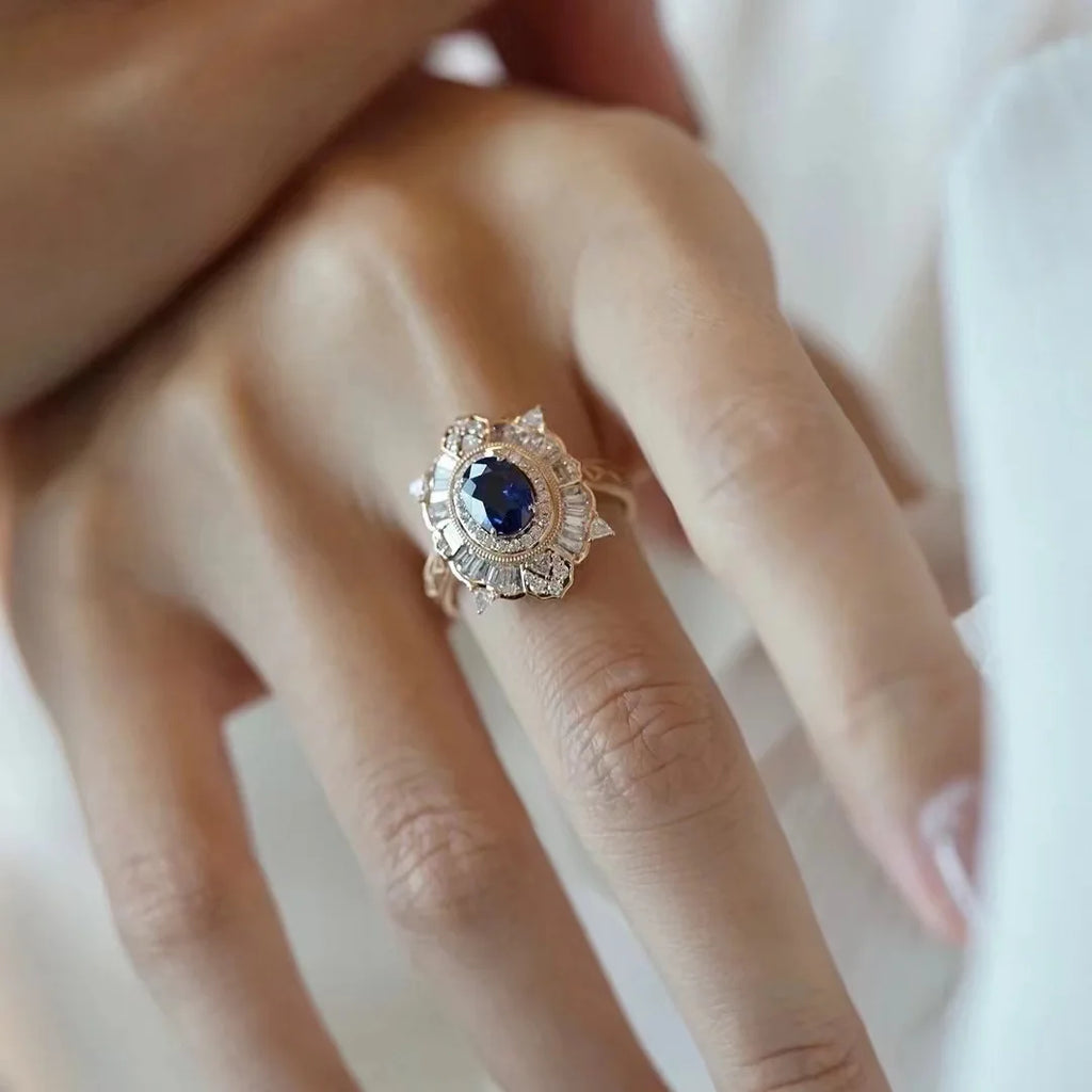 Vintage Antique Yellow Sapphire Cocktail Ring for Women