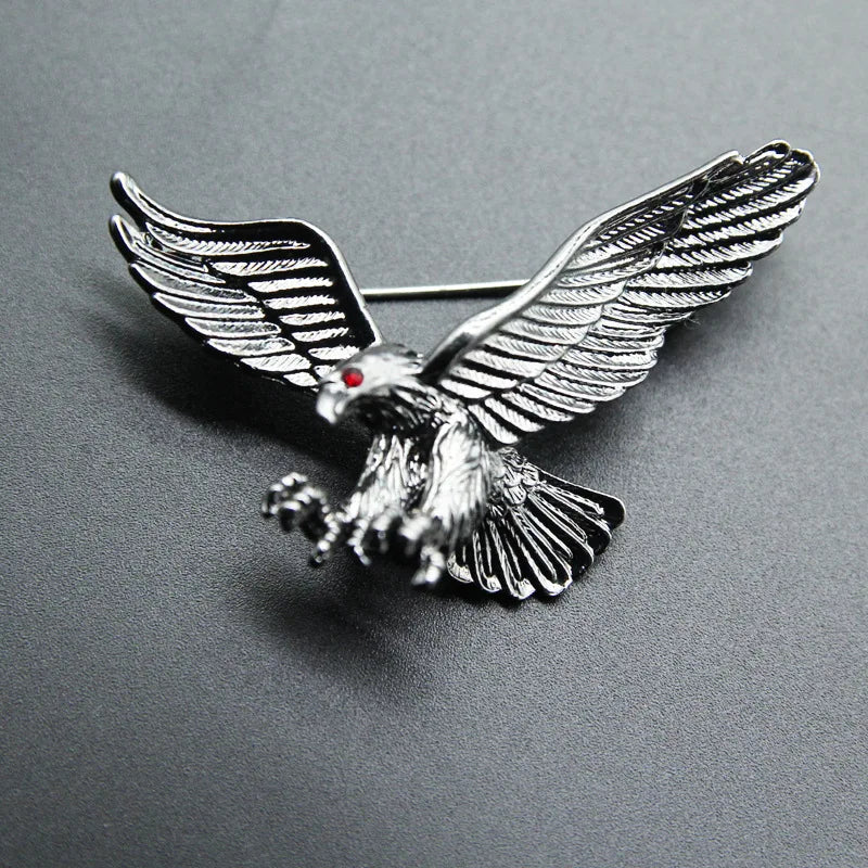 Vintage Antique Silver Flying Eagle Brooch Men Boys Suit Scarf Accessory