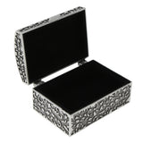 Vintage Antique Silver Metal Small Jewelry Storage Treasure Chest Box