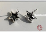 Vintage Antique Silver Star Earrings 925 Sterling Small Pentagram