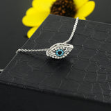 Vintage Arab Crystal Evil Eyes Pendants Necklace Luck Silver Chain Charm Necklac