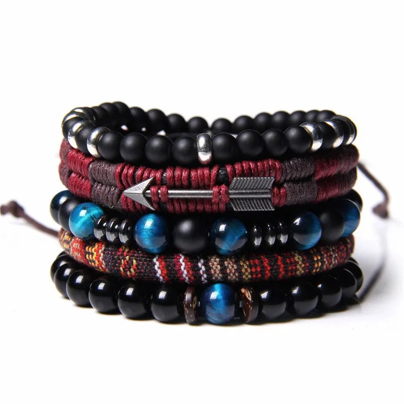 Vintage Arrow Braided Leather Bracelet for Men