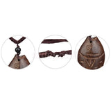 Vintage Leather Necklace Wood Fish Pendant Brown