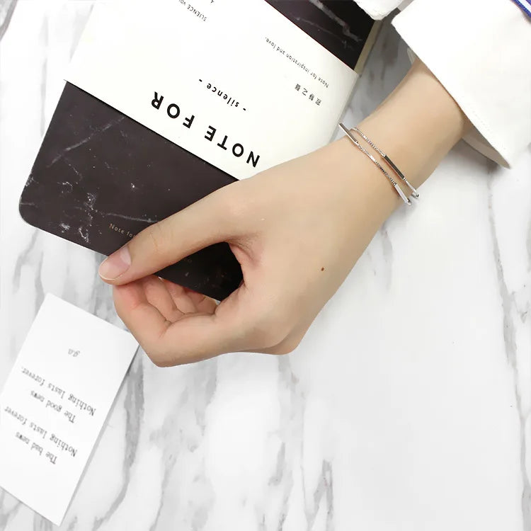 925 Silver Double Layer Hand Chain Bracelet for Women