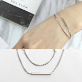 925 Silver Double Layer Hand Chain Bracelet for Women
