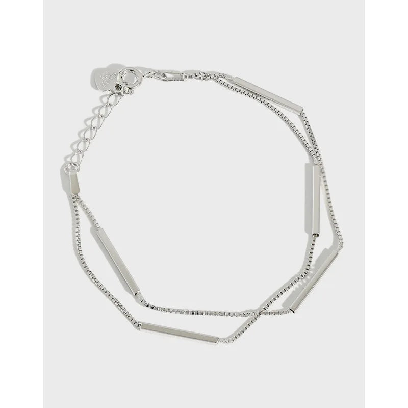 925 Silver Double Layer Hand Chain Bracelet for Women