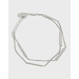 925 Silver Double Layer Hand Chain Bracelet for Women