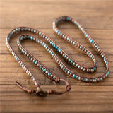 Vintage Autumn Jaspers Beads Leather Wrap Bracelet