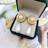 Vintage Baroque Earrings Teardrop Pearl Drop Brincos Textured Accessories