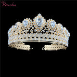 Baroque Silver Tiara Bride Crystal Rhinestone Crown Wedding Prom Hair Jewelry