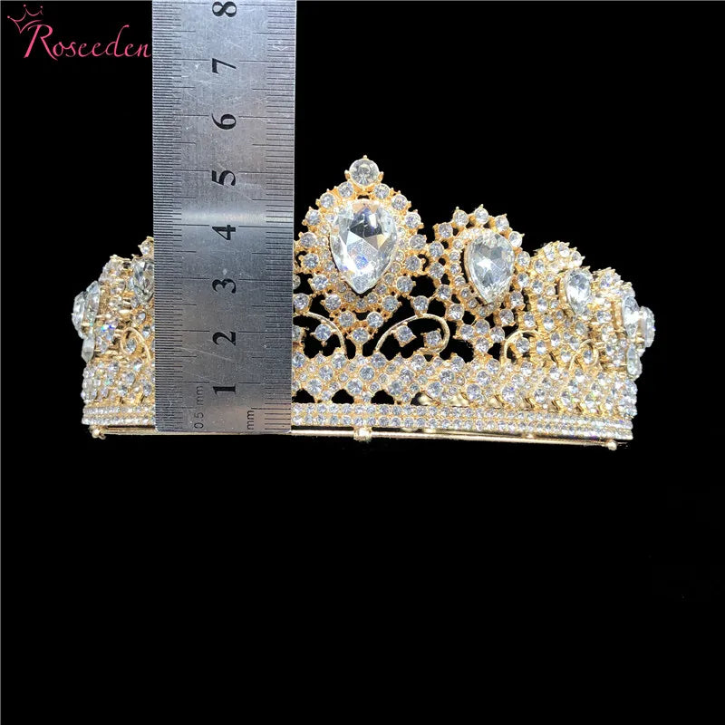 Baroque Silver Tiara Bride Crystal Rhinestone Crown Wedding Prom Hair Jewelry