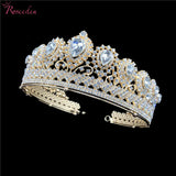 Baroque Silver Tiara Bride Crystal Rhinestone Crown Wedding Prom Hair Jewelry