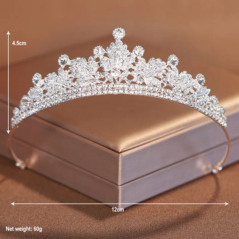 Vintage Baroque Green Crystal Crown for Women Wedding Tiara