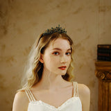 Vintage Baroque Green Crystal Crown for Women Wedding Tiara