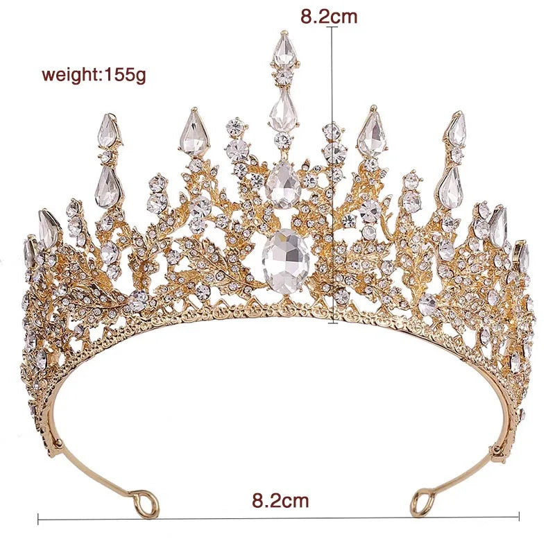 Vintage Baroque Crystal Tiara Bride Headpiece Wedding Hair Jewelry