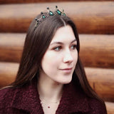 Vintage Baroque Emerald Crystal Tiara Crown Hair Jewelry Wedding Bridal