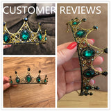 Vintage Baroque Emerald Crystal Tiara Crown Hair Jewelry Wedding Bridal