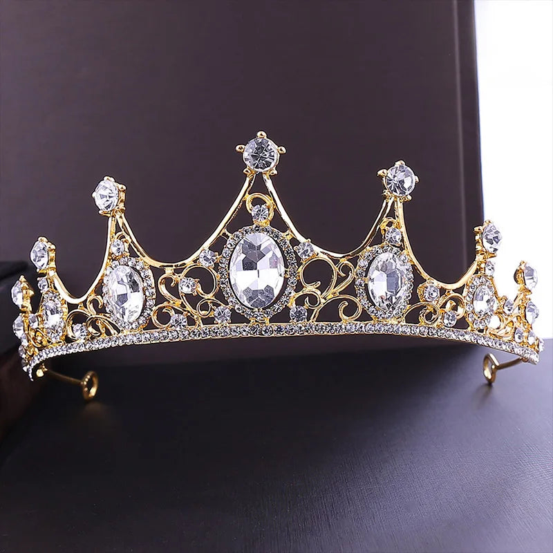 Vintage Baroque Emerald Crystal Tiara Crown Hair Jewelry Wedding Bridal
