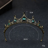 Vintage Baroque Emerald Crystal Tiara Crown Hair Jewelry Wedding Bridal