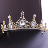 Vintage Baroque Emerald Crystal Tiara Crown Hair Jewelry Wedding Bridal