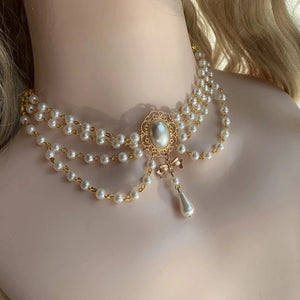 Vintage Baroque Multi-layer Pearl Tassel Beaded Necklace