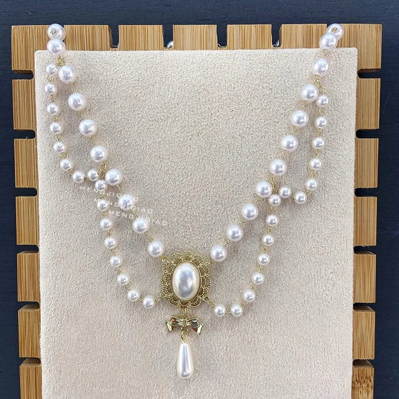 Vintage Baroque Multi-layer Pearl Tassel Beaded Necklace