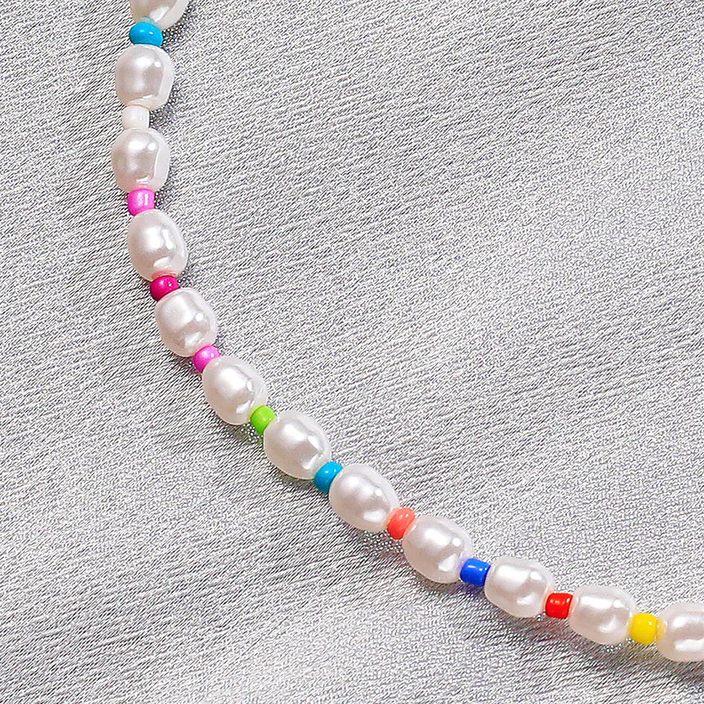 Boho Baroque Pearl Necklace Colorful Beaded Choker