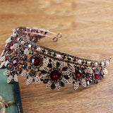 Vintage Baroque Red Crystal Tiara Crown for Women