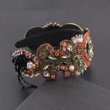 Vintage Baroque Rhinestone Geometric Tassel Headband