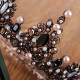 Vintage Beads Tiara Crown for Women Christmas Party Hair Jewelry