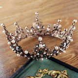 Vintage Beads Tiara Crown for Women Christmas Party Hair Jewelry