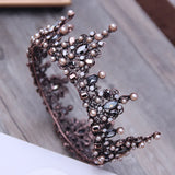 Vintage Beads Tiara Crown for Women Christmas Party Hair Jewelry